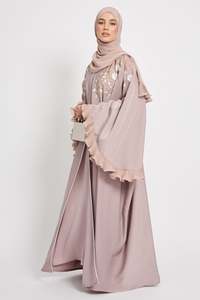 Abaya LEDUO Personalizada, Elegante, Casual, con Bordado Floral y Mangas con Volantes, Estilo Dubái, para Mujer - Product Image 2