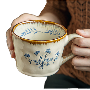 Высококачественные керамические кофейные кружки в античном стиле, красивый винтажный дизайн для офисного чая, трансграничный экспорт - Product Image 6