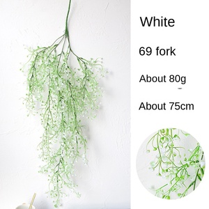 Flores colgantes artificiales en la pared, hojas falsas, cesta colgante frontal, flores de ratán, decoración artificial, licencia verde - Product Image 5
