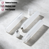Flacon roll-on en plastique PP transparent givré 3ml 5ml 10ml vide avec bille roulante pour huile essentielle et parfum, avec boîte
