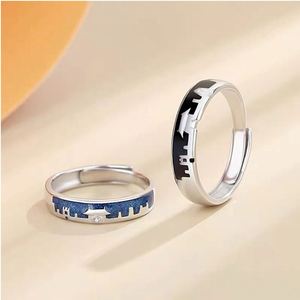Romantic <b>Silver</b> Plated Vintage Couple <b>Ring</b> for Wedding Jewelry Shiny <b>Ring</b> Valentine's Day Gift Open <b>Adjustable</b> <b>Ring</b> - Product Image 4