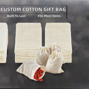 ถุงผ้ามัสลินฝ้ายธรรมชาติแบบไม่ฟอกสี ขนาด 6x8 นิ้ว สำหรับใส่ของขวัญ-เครื่องเทศ กาแฟ ชา ซุป น้ำเกรวี่ น้ำซุปตุ๋น - Product Image 2