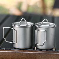 Tasse à eau en titane pur, portable pour le camping en plein air, verre à vin, mug domestique, bouteille d'eau au design épuré avec couvercle