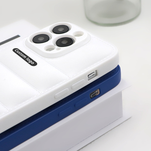 Mới Sang Trọng Xuống Áo Khoác Vải Bì<span class=keywords><strong>a</strong></span> Cho Iphone 14 13 11 12 Pro Max XR XS Max 7 8 Cộng Với Mềm Puffer Trường Hợp Chống Sốc Silicone Bumper - Product Image 4