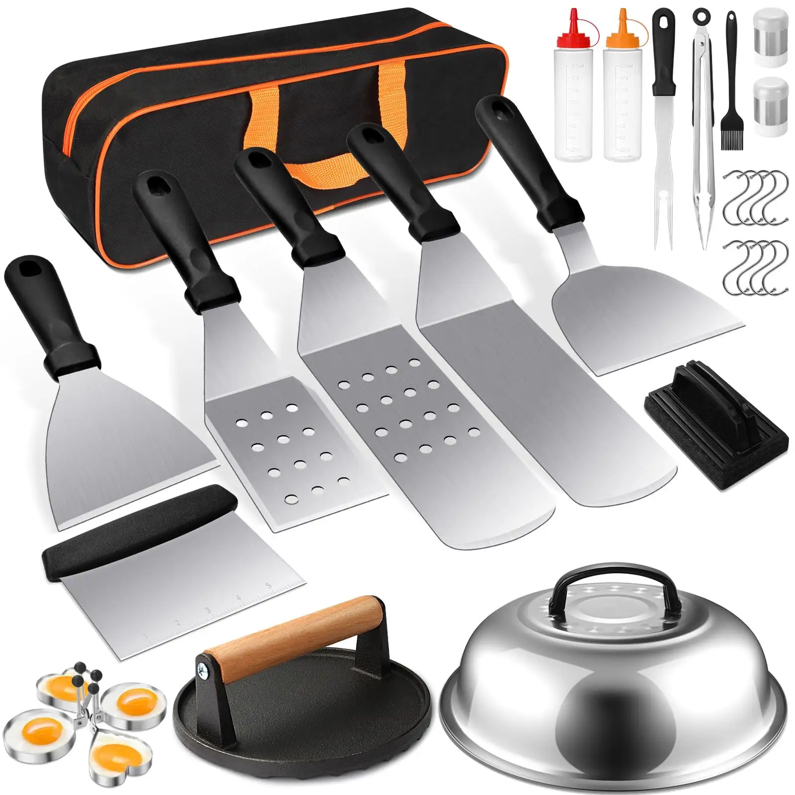 2024 neu 29 Stk Grillzubehör-Kit flachplatte Grillzubehör Outdoor-Grill-Grilltool-Set