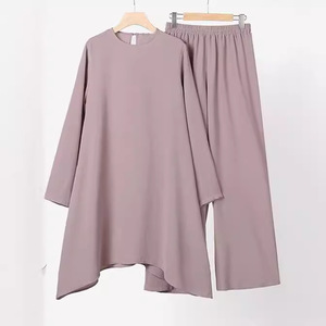 Abbigliamento musulmano da <span class=keywords><strong>donna</strong></span> medio-orientale primavera e autunno nuovo Pullover girocollo tinta unita <span class=keywords><strong>pantaloni</strong></span> gonna media <span class=keywords><strong>alla</strong></span> moda Set Casual - Product Image 4