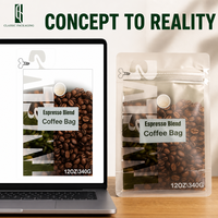 Sacs à café en PE 100 % recyclables 12 oz, pochette à fond plat personnalisée avec valve, toucher doux, emballage vert pour grains torréfiés en vrac