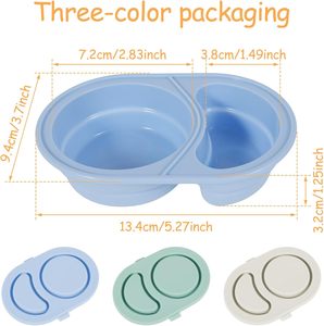 Reusable Silicone Snack Container with Lids BPA Free 2 Compartments Leak-proof Food Storage <b>Box</b> for Salad Dressing Sauces - Product Image 5
