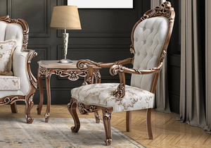 Divano in legno <span class=keywords><strong>classico</strong></span> reale più popolare in tessuto <span class=keywords><strong>bianco</strong></span> elegante divano Royal con divani morbidi - Product Image 2