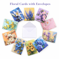 Ensemble de cartes de remerciement et d'enveloppes 4x6 pouces avec papier nacré, motif floral, intérieur vierge pour mariages, anniversaires, occasions professionnelles