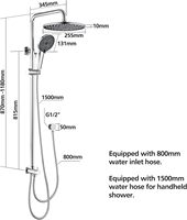 Nouveau modèle d'usine WELS – Ensemble de douche à main 3 modes avec support coulissant réglable en hauteur et douchette pluie supérieure