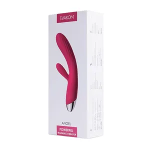 High Quality Svakom Angel Rechargeable Silicone Heating Rabbit Vibrator - Plum Red/Silver Waterproof and Phthalate Free