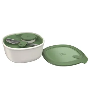 Set porta pranzo con posate verdi, contenitore per pasti stile bento da 500 ml per bambini e adulti - Product Image 1