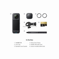 Caméra sportive Inst360 X4 4K Go Pro CMOS avec enregistrement sur MicroSD, kit multi-vues pour moto, Wi-Fi, étanche 10m, grand angle 180°