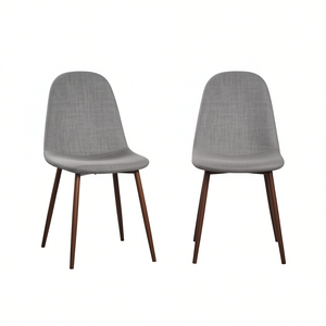 Ensemble de 2 chaises de salle à manger en tissu gris clair, pieds en noyer foncé, style moderne, pour salon et restaurant - Product Image 1