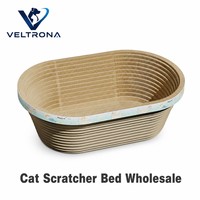 Lit de bain pour chat en carton ondulé, forme ovale, griffoir, 2 tailles 54-60cm