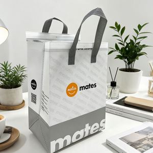 Sacs isothermes portables personnalisés avec logo imprimé, sacs non tissés isolés, sacs isothermes imperméables pour boissons à emporter pour restaurant - Product Image 2