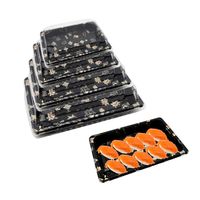 Récipient d'emballage alimentaire en plastique avec logo personnalisé plateau à sushi jetable à emporter avec couvercle
