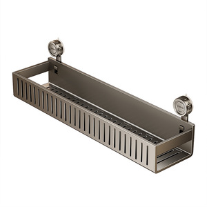 Étagère de salle de bain à fixation par ventouse, forte capacité de charge, rectangulaire, double couche, profondeur 8-11,9 pouces, support mural durable - Product Image 2