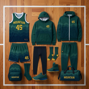 Sudadera con Capucha, Pantalones, Calcetines, Zapatos, Bolsa Deportiva, Uniforme Completo de Equipo, Impresión Sublimada, Unisex, 100% Poliéster, Diseño Montaña - Product Image 2