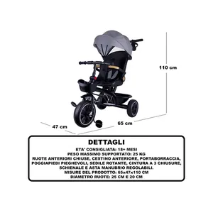 <b>Net</b> Grey Star Tricycle <b>Plastic</b> 65x47x110 Cm 25 Kg Capacity Foldable Seat for Kids Ages 8-13 - Product Image 3