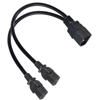 Kabel Daya Aplikasi Komputer Bentuk Y Berkualitas Tinggi, Steker C14 ke 2C13 Female dan Kabel Daya Splitter Y C13