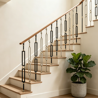 Balustres d'escalier en alliage d'aluminium LD-Metal au design moderne, noir et or laiton, pour la décoration intérieure des balcons et escaliers de villas