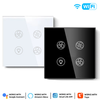 Interruptor de Panel de Vidrio Templado para Ventilador de Techo Inteligente Tuya, 220v/1000w, Temporizador, Compatible con Alexa, Control Remoto por Aplicación