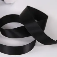 Ruban imprimé en satin noir personnalisé avec logo Polyester 25mm 6mm rouleau de soie noir face 25mm 100 Yards 38mm ruban de satin noir cassé
