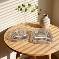 Boîte d'emballage pour biscuits en plastique PET transparent de qualité alimentaire, conteneur jetable transparent pour collations et fruits avec logo personnalisable