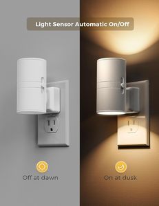 Veilleuse LED moderne 2026 à capteur crépusculaire, blanc chaud, intensité variable, à brancher pour chambre à coucher - Product Image 4