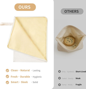 Sac à pain en coton naturel et cire d'abeille bio réutilisable, fermeture éclair large, sac de courses facile d'accès - Product Image 4