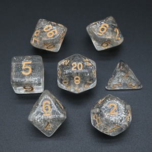 Dados transparentes con purpurina DND Low Moq, vaso de dados barato, juego de dados de acrílico para juegos para Pathfinder Game <span class=keywords><strong>Set</strong></span> - Product Image 6