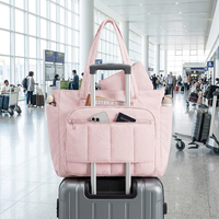 Sac fourre-tout matelassé en nylon personnalisé pour ordinateur portable pour femme, sac de voyage à bandoulière grande capacité de 7 pouces avec pochette pour trolley