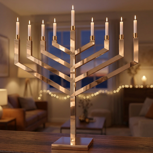 Ménorah Candelabre Moderne Doré Écologique pour Activités Religieuses et Pâques, Porte-Bougie Hanouka Durable et Résistant à la Chaleur - Product Image 3