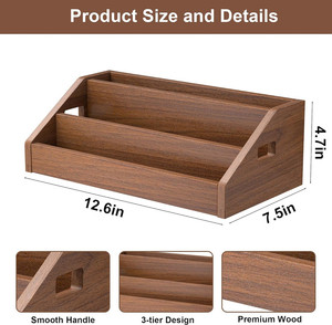 Support de rangement pour CD, 3 niveaux, pour DVD, cassettes et bandes, en bois rustique, avec poignées - Product Image 4