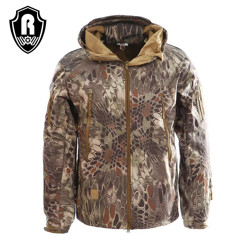 ODM Custom Logo hunting fleece coat waterproof black color warm tactical man coat