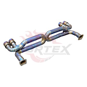 Système d'échappement sport Vortex Titanium Straight Pipe compatible avec Porsche 911 991.2 Turbo S, kit X-Pipe bleu brûlé. - Product Image 2