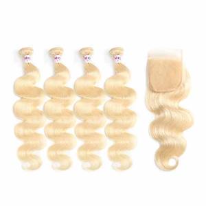 Mèches naturelles blondes <span class=keywords><strong>613</strong></span> avec Lace Closure, Extension de cheveux vierges russes - Product Image 2