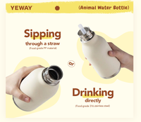 Bouteille d'eau isotherme YEWAY Fashional Animal en acier inoxydable 316, gourde mignonne pour enfants, idéale pour l'école et les voyages