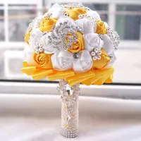 Романтический Роскошный Свадебный букет с цветами для невесты, букеты с кристаллами, ювелирные изделия, атласная лента, Шелковый Свадебный букет для невесты