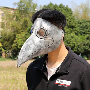 Masque de bec d'oiseau noir en latex, accessoires de costume de docteur de la peste, taille unique, pour maquillage et déguisements - Product Image 3