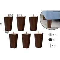 Pieds de meubles en bois massif de 4 pouces, bois naturel, brun médiéval, pieds carrés de remplacement, adaptés aux canapés, armoires, lits