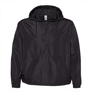 Men's <b>Black</b> Hooded <b>Windbreaker</b> Jacket Full Sleeve Lightweight Elastic Waist Casual Winter Printed Solid Color Polyester - Product Image 2