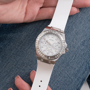 Montre sport de luxe pour femme <span class=keywords><strong>Guess</strong></span> GW0118L1, bracelet en silicone de 20 mm, boîtier en acier inoxydable, aiguilles, chronographe, date, étanche à 50 m - Product Image 4