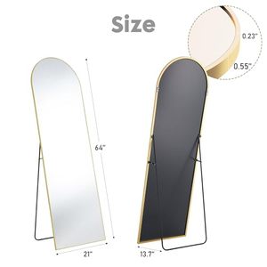 Arched Full Length <strong>Mirror</strong>, Standing or Leaning Full Body <strong>Mirror</strong> with wooden <strong>Thin</strong> Frame, Suitable for Bedroom or Cloakroom - Product Image 5