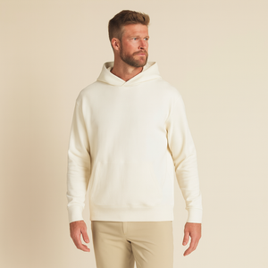 Sweat à capuche personnalisé en molleton de coton brodé blanc chaud à fermeture éclair solide pour hommes - Product Image 1