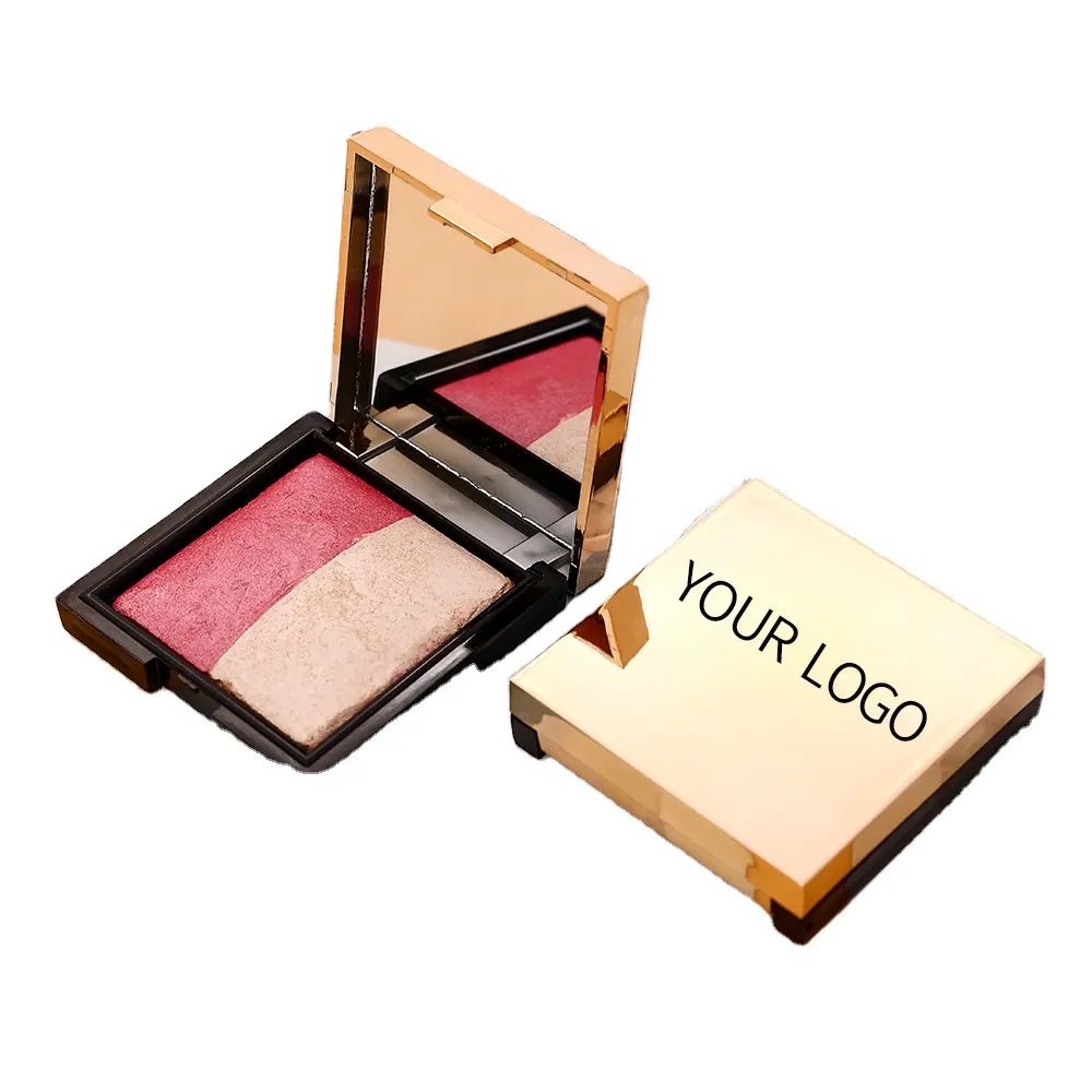 1202 2 In 1 Blush And Highlighter Face Cosmetics Makeup Waterproof Contour Private Label Face Baked Blush For Cheek