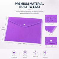 Pochette porte-documents A4 en PP avec logo personnalisé, résistante à l'eau, avec bouton pression pour le bureau et l'école