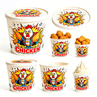 Seau à poulet frit personnalisé OEM ODM, logo personnalisé, emballage de poulet en gros pour chaîne de marques, boîte d'emballage de poulet en couleur pleine.